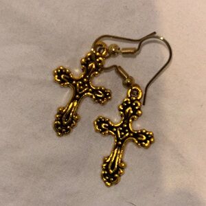 Elegant Gold Cross Earrings